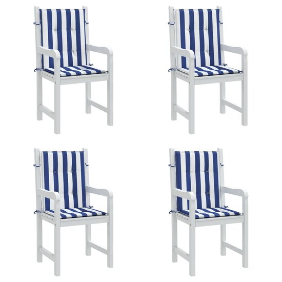 Stoelkussens Lage Rug Gestreept Stof En 4 100 x 50 x 4 cm Blauw en wit