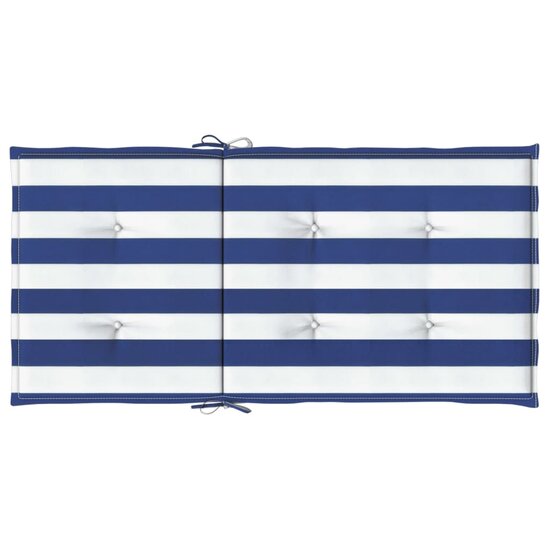 Stoelkussens Lage Rug Gestreept Stof En 4 100 x 50 x 4 cm Blauw en wit