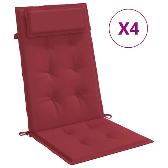 Stoelkussens Hoge Rug Oxford Stof 4 Wijnrood