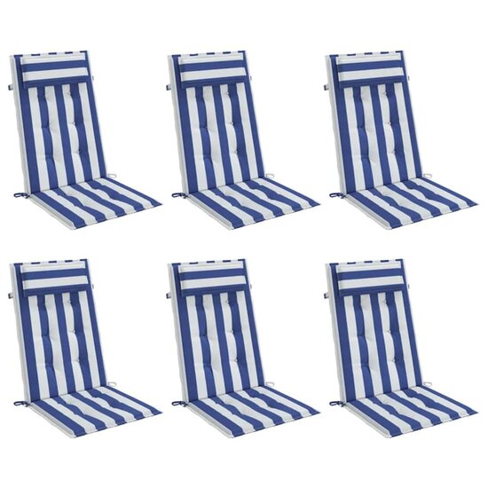 Stoelkussens Hoge Rug Gestreept Stof Oxford En 6 Blauw en wit