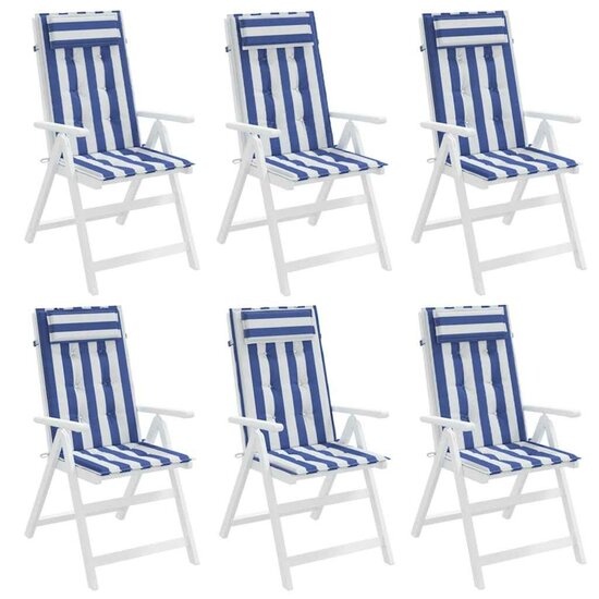 Stoelkussens Hoge Rug Gestreept Stof Oxford En 6 Blauw en wit