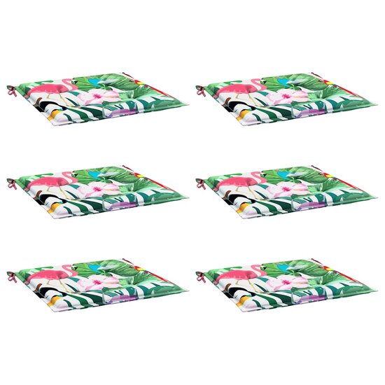 Tuinstoelkussens 40X40X4 Cm Stof Meerkleurig Groen En Roze 6 40 x 40 x 3 cm