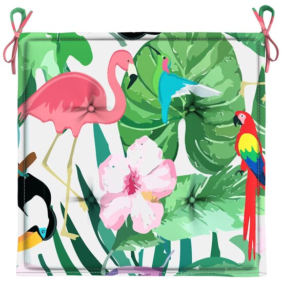 Tuinstoelkussens 40X40X4 Cm Stof Meerkleurig Groen En Roze 6 40 x 40 x 3 cm