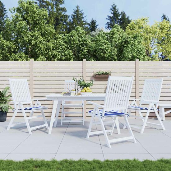 Tuinstoelkussens Gestreept 50X50X4 Cm Stof En Blauw En Wit 50 x 50 x 3 cm