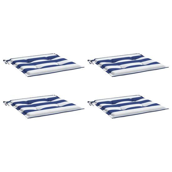 Tuinstoelkussens Gestreept 50X50X4 Cm Stof En Blauw En Wit 50 x 50 x 3 cm