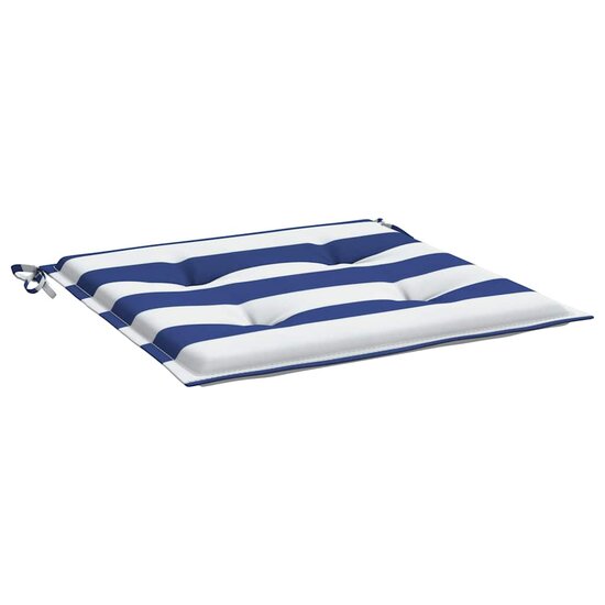Tuinstoelkussens Gestreept 50X50X4 Cm Stof En Blauw En Wit 50 x 50 x 3 cm