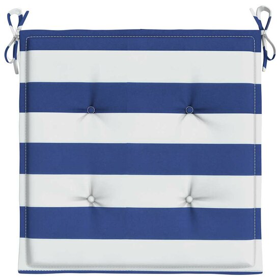 Tuinstoelkussens Gestreept 50X50X4 Cm Stof En Blauw En Wit 50 x 50 x 3 cm