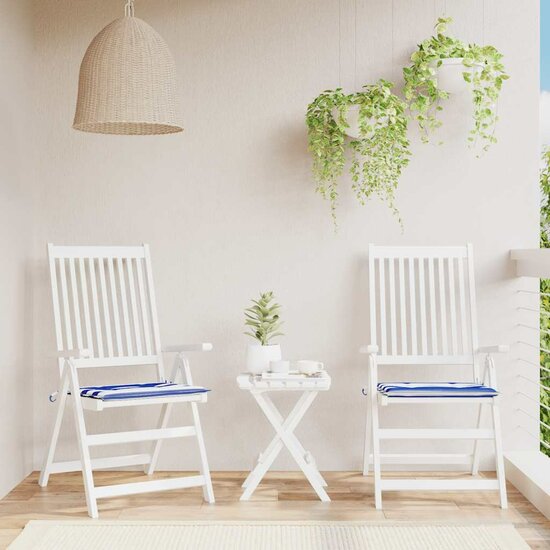 Tuinstoelkussens Gestreept Stof En Blauw En Wit 2 40 x 40 x 3 cm