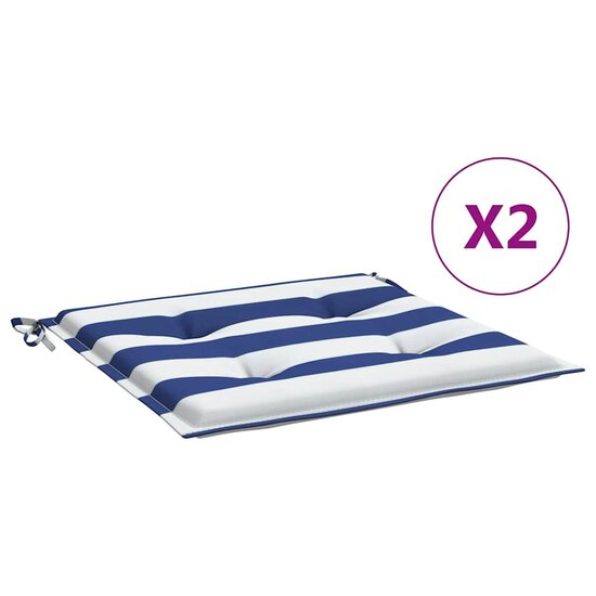Tuinstoelkussens Gestreept Stof En Blauw En Wit 2 40 x 40 x 3 cm