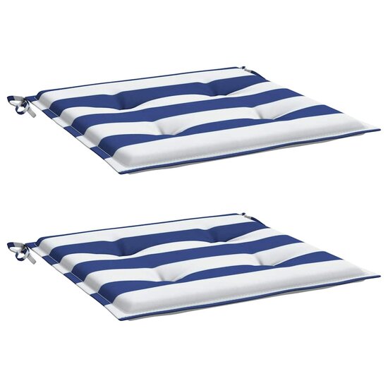 Tuinstoelkussens Gestreept Stof En Blauw En Wit 2 40 x 40 x 3 cm