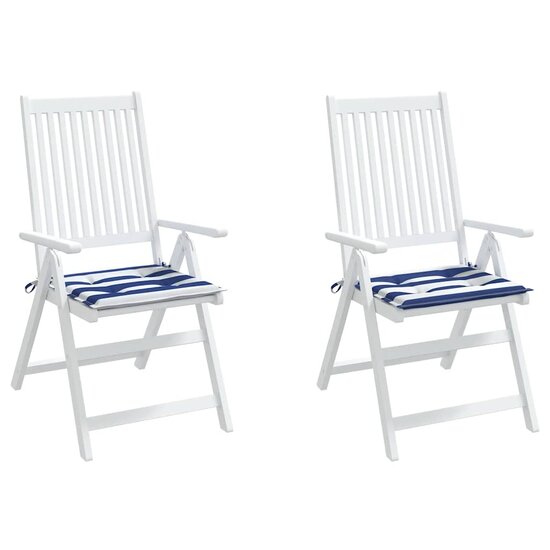 Tuinstoelkussens Gestreept Stof En Blauw En Wit 2 40 x 40 x 3 cm