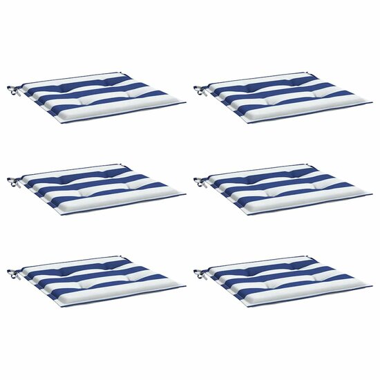 Tuinstoelkussens Gestreept Stof En Blauw En Wit 6 50 x 50 x 3 cm