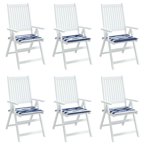 Tuinstoelkussens Gestreept Stof En Blauw En Wit 6 50 x 50 x 3 cm