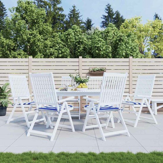 Tuinstoelkussens Gestreept Stof En Blauw En Wit 6 40 x 40 x 3 cm