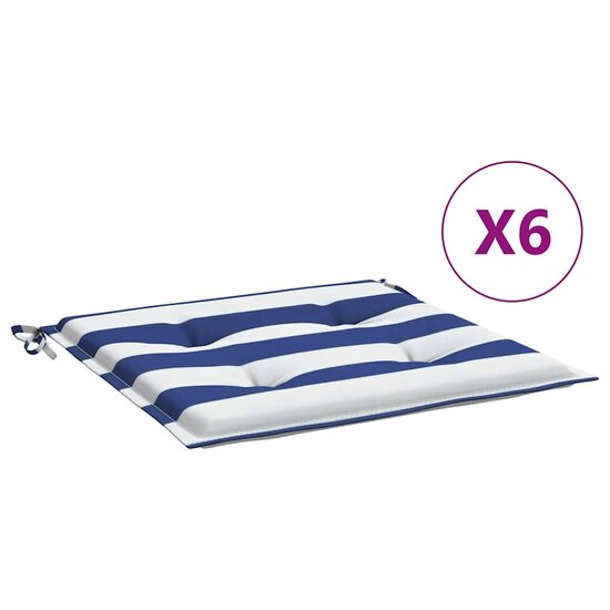 Tuinstoelkussens Gestreept Stof En Blauw En Wit 6 40 x 40 x 3 cm