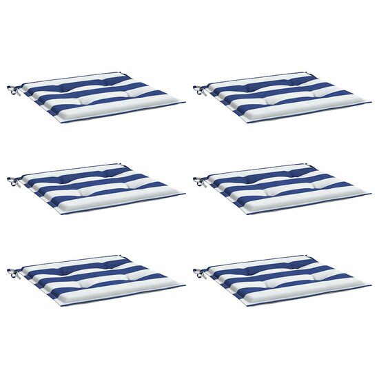Tuinstoelkussens Gestreept Stof En Blauw En Wit 6 40 x 40 x 3 cm