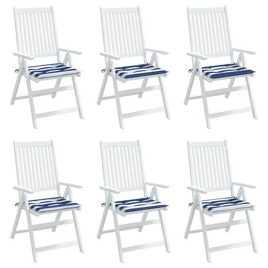 Tuinstoelkussens Gestreept Stof En Blauw En Wit 6 40 x 40 x 3 cm