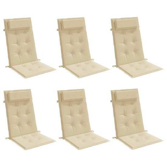 Stoelkussens Hoge Rug Oxford Stof 6 Beige