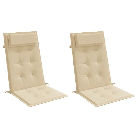 Stoelkussens 2 st hoge rug oxford stof beige