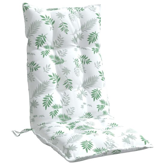 Stoelkussens Hoge Rug Bladpatroon Oxford Stof 4 Wit en groen