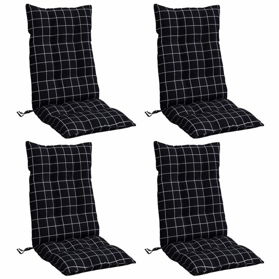 Stoelkussens Hoge Rug Ruitpatroon Oxford Stof Zwart 4 Zwart ruitpatroon