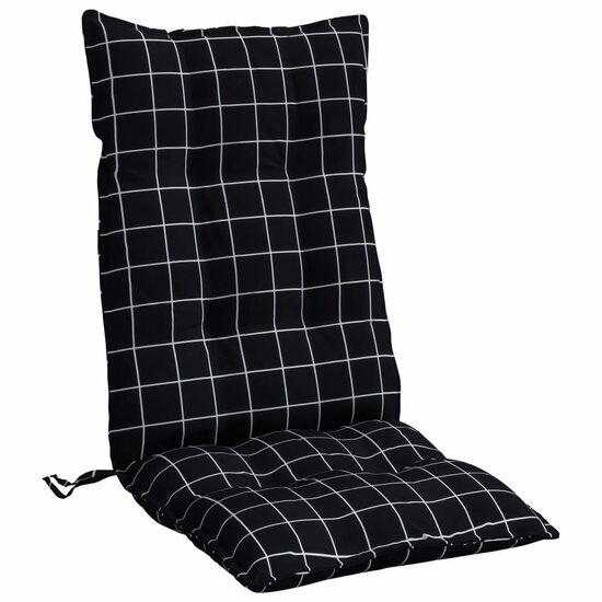 Stoelkussens Hoge Rug Ruitpatroon Oxford Stof Zwart 4 Zwart ruitpatroon
