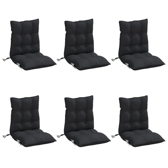 Stoelkussens 6 st lage rug oxford stof zwart