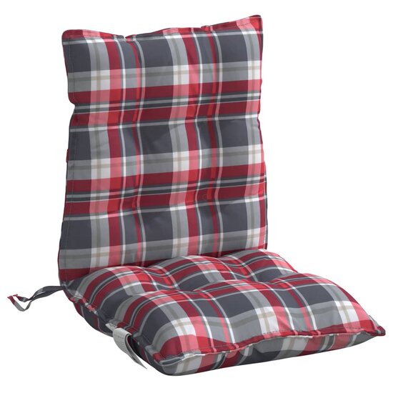 Stoelkussens 4 st lage rug ruitpatroon oxford stof rood