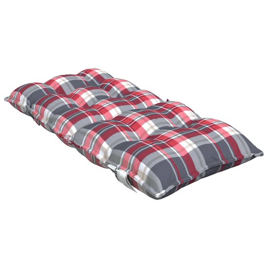 Stoelkussens 4 st lage rug ruitpatroon oxford stof rood
