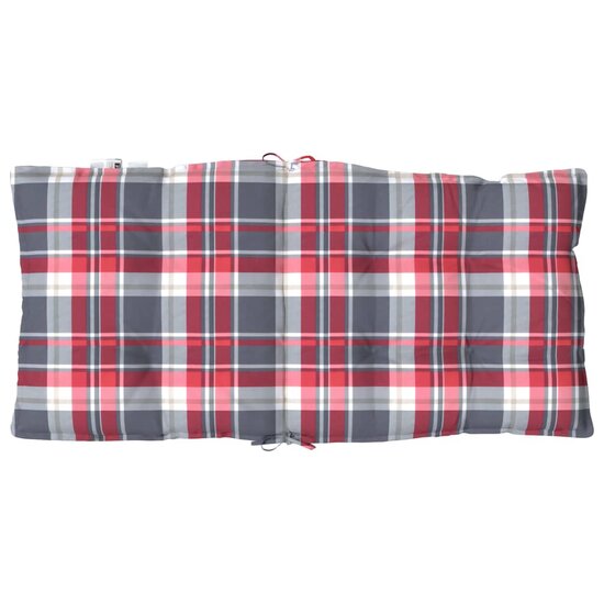 Stoelkussens 4 st lage rug ruitpatroon oxford stof rood