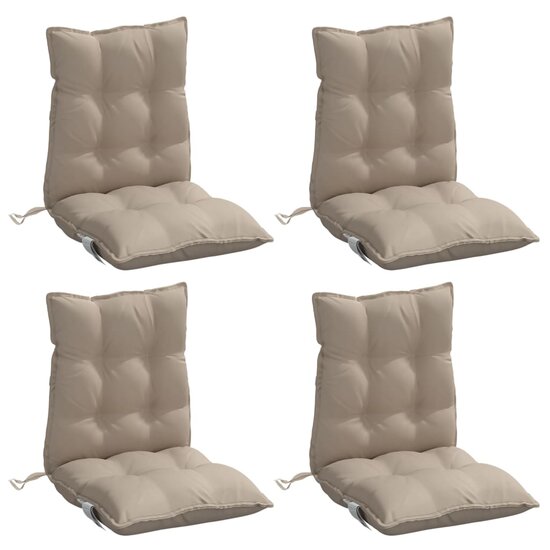 Stoelkussens 4 st lage rug oxford stof taupe