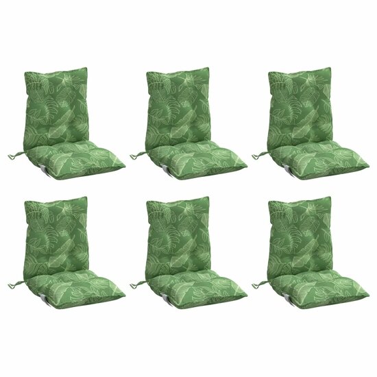Stoelkussens 6 st lage rug bladpatroon oxford stof