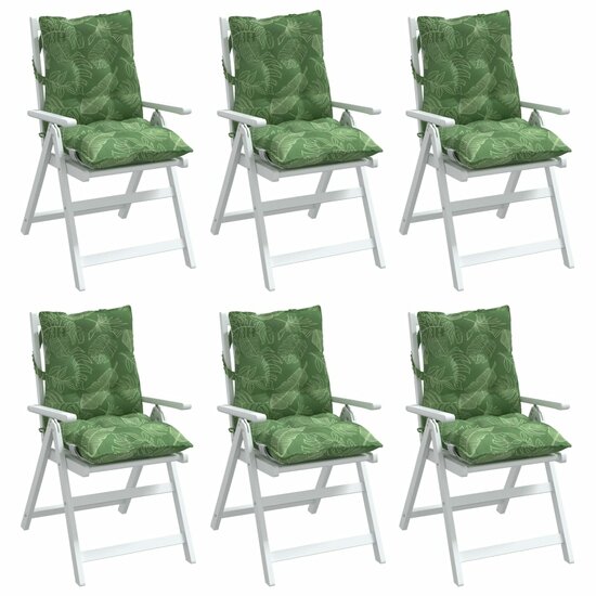 Stoelkussens 6 st lage rug bladpatroon oxford stof