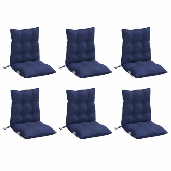 Stoelkussens 6 st lage rug oxford stof marineblauw