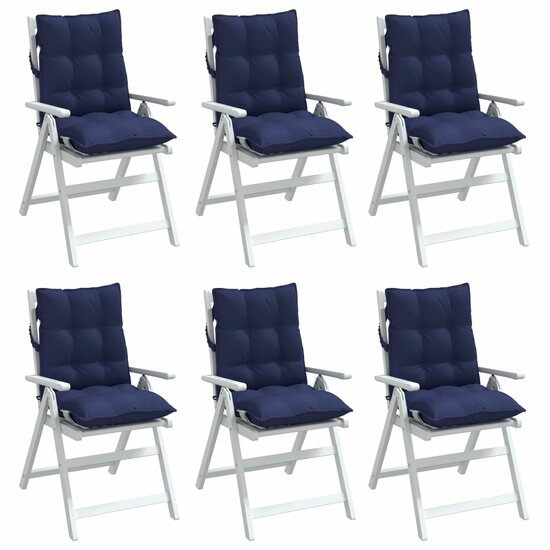 Stoelkussens 6 st lage rug oxford stof marineblauw