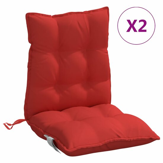 Stoelkussens 2 st lage rug oxford stof rood