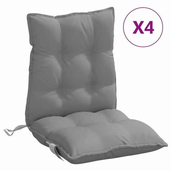 Stoelkussens 4 st lage rug oxford stof grijs