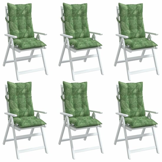 Stoelkussens 6 st hoge rug bladpatroon oxford stof