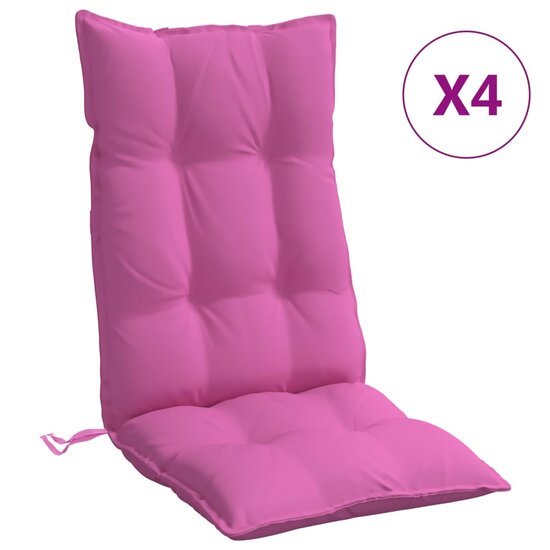 Stoelkussens 4 st hoge rug oxford stof roze