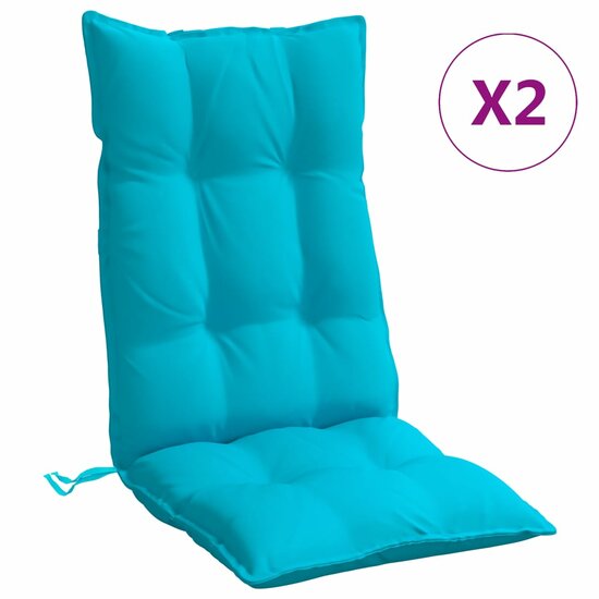 Stoelkussens Hoge Rug Oxford Stof 2 Turquoise
