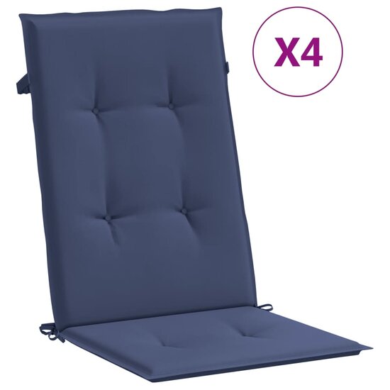 Stoelkussens Hoge Rug Stof 4 120 x 50 x 3 cm Marineblauw