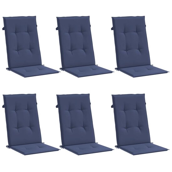 Stoelkussens Hoge Rug Stof 6 120 x 50 x 3 cm Marineblauw