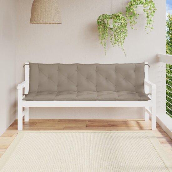 Tuinbankkussens 2 st 180x50x7 cm oxford stof taupe