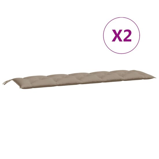 Tuinbankkussens 2 st 180x50x7 cm oxford stof taupe