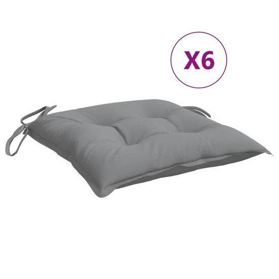 Stoelkussens 6 st 50x50x7 cm oxford stof grijs