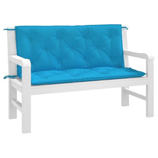 Tuinbankkussens 2 st 120x50x7 cm oxford stof lichtblauw