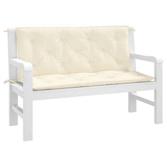 Tuinbankkussens 2 st 120x50x7 cm oxford stof cr&egrave;mewit