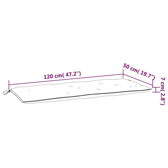 Tuinbankkussens 2 st 120x50x7 cm oxford stof cr&egrave;mewit