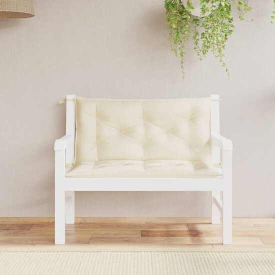 Tuinbankkussens 2 st 100x50x7 cm oxford stof cr&egrave;mekleurig