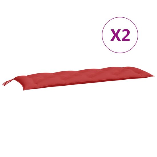 Tuinbankkussens 2 st 150x50x7 cm oxford stof rood